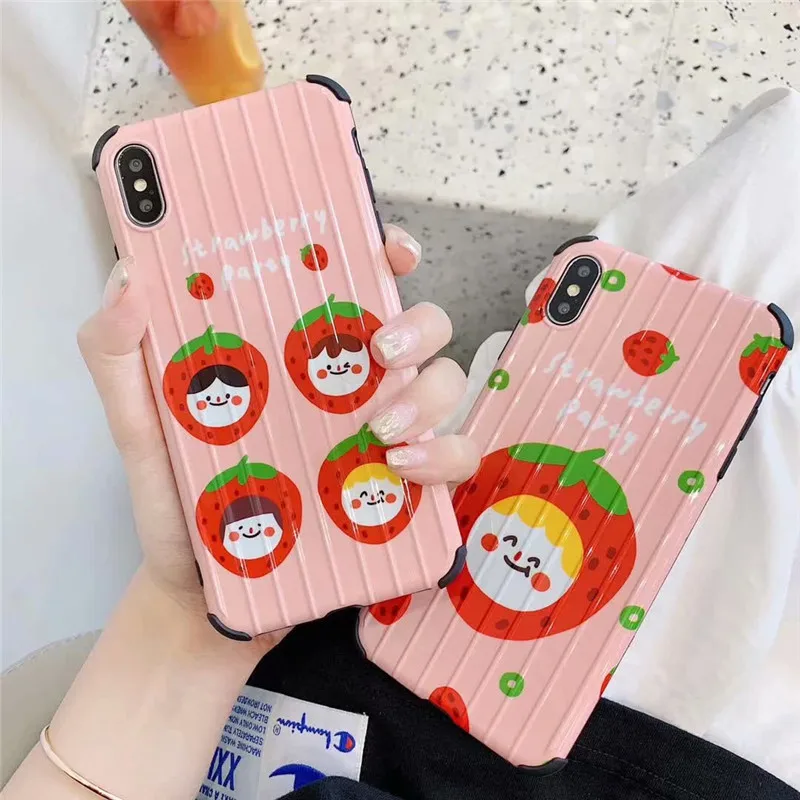 GYKZ милый чехол для телефона с рисунком клубники iPhone XS MAX XR X 7 8 6 6s Plus ударопрочный