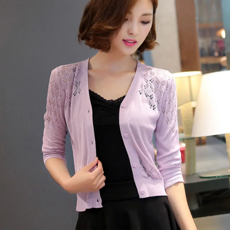 Spring Summer Ice Silk Knitted Sunscreen Cardigans Coats Short Air Conditioning Coat Hollow Out Fashion Women Thin Shawl Coats
Spring Summer Ice Silk Knitted Sunscreen Cardigans Coats Short Air Conditioning Coat Hollow Out Fashion Women Thin Shawl Coats