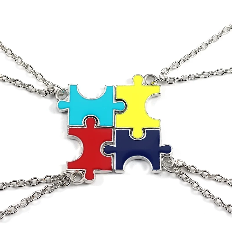 DIY Trendy 4Pcs Puzzle Necklace Best FriendColorful BBF Geometric Pendant Couple Unisex Necklaces&Pendants Retail Dropshipping
DIY Trendy 4Pcs Puzzle Necklace Best FriendColorful BBF Geometric Pendant Couple Unisex Necklaces&Pendants Retail Dropshipping