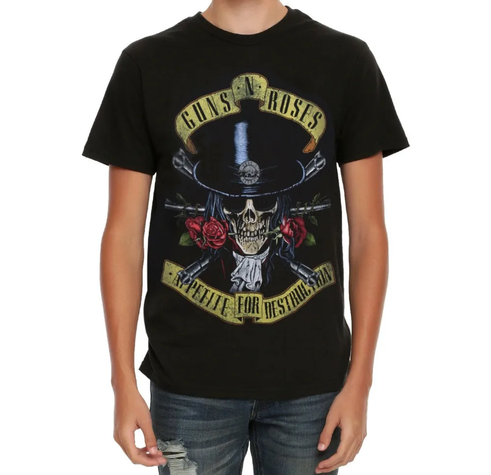 Guns N' Розы аппетит к разрушению череп топ шляпа футболка новая Подлинная Мужская