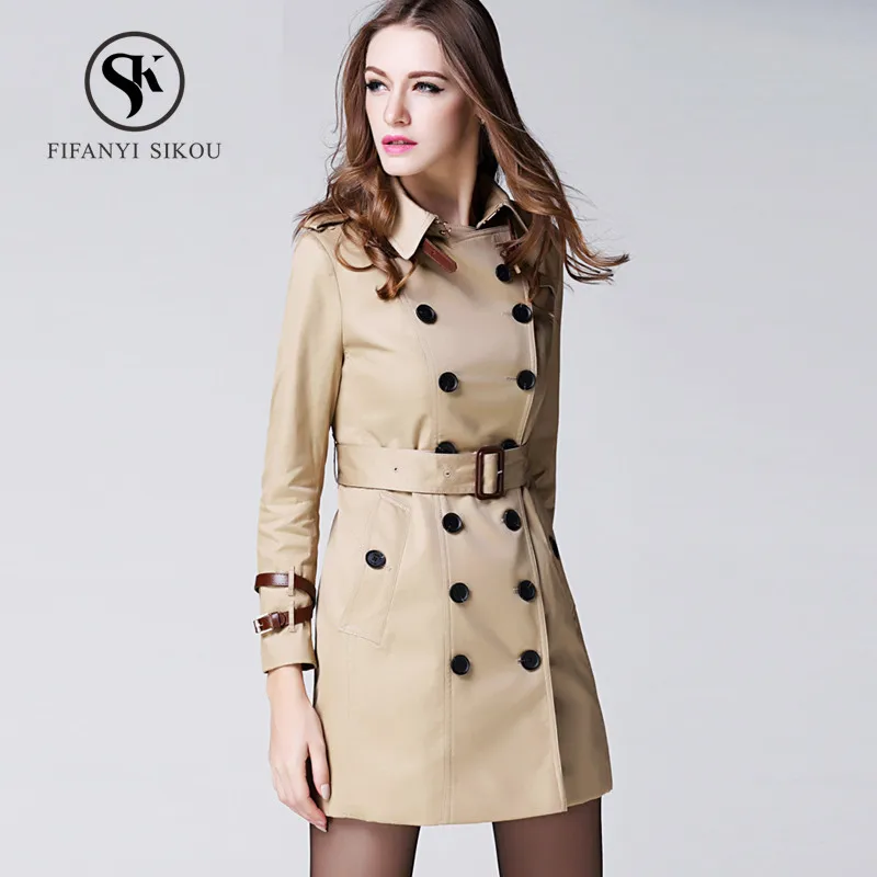 2019 Spring New England Style Women Trench coat Classic Double Breasted Casual Long Trench Women High quality Business Outerwear
2019 Spring New England Style Women Trench coat Classic Double Breasted Casual Long Trench Women High quality Business Outerwear