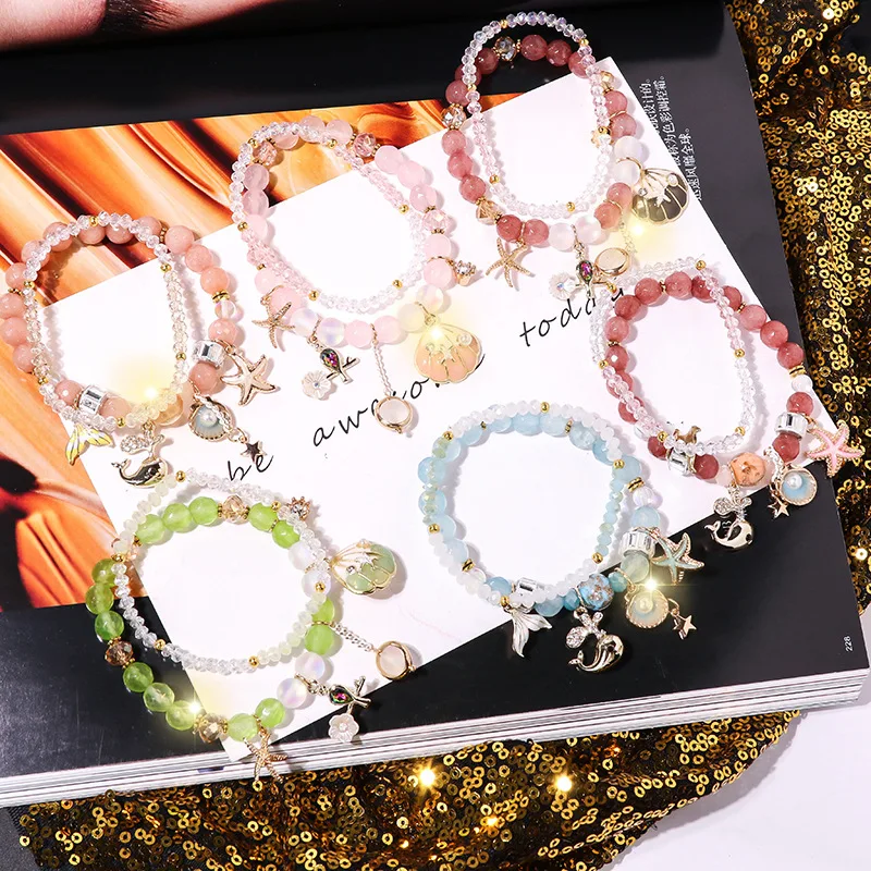 Simple sweet starfish shell flower crystal beads double bracelet personality crystal bracelet gift girl ladies jewelry
Simple sweet starfish shell flower crystal beads double bracelet personality crystal bracelet gift girl ladies jewelry