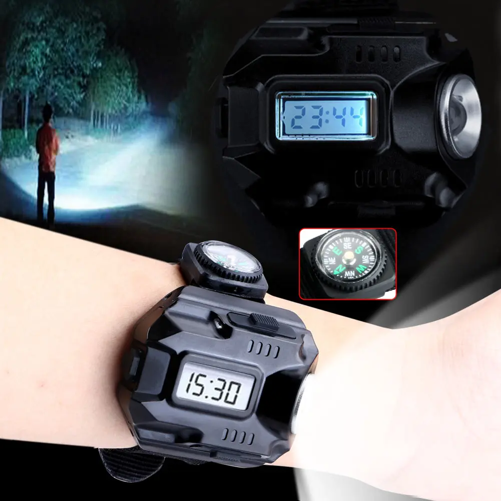 NEW Powerful led Flashlight Tactical LED Display Rechargeable Wrist Watch Flashlight Waterproof Torch With clock mini-compass
NEW Powerful led Flashlight Tactical LED Display Rechargeable Wrist Watch Flashlight Waterproof Torch With clock mini-compass