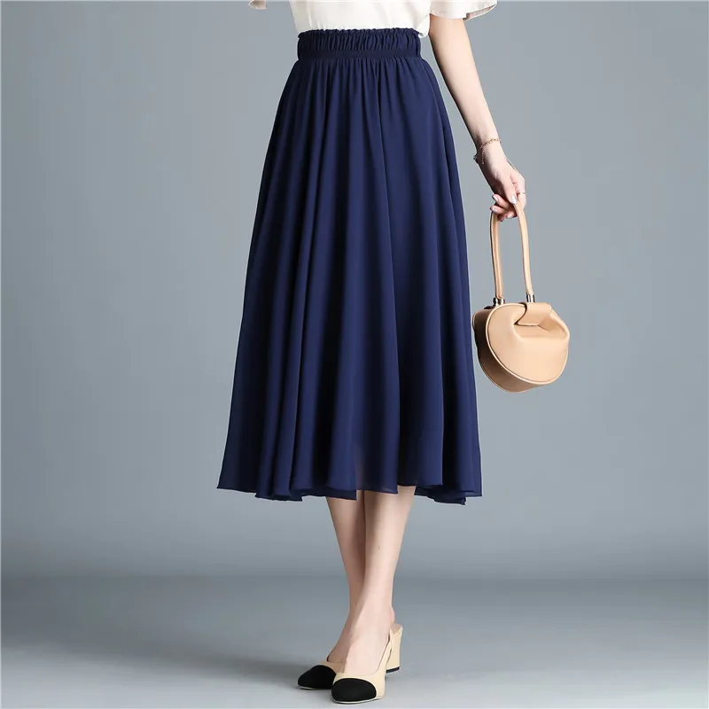 Summer Bohemian Long Chiffon Office Skirt Women High Elastic Waist Ankle-Length Pleated Slim Hip Solid Long Skirt Girl OL Lady
Summer Bohemian Long Chiffon Office Skirt Women High Elastic Waist Ankle-Length Pleated Slim Hip Solid Long Skirt Girl OL Lady