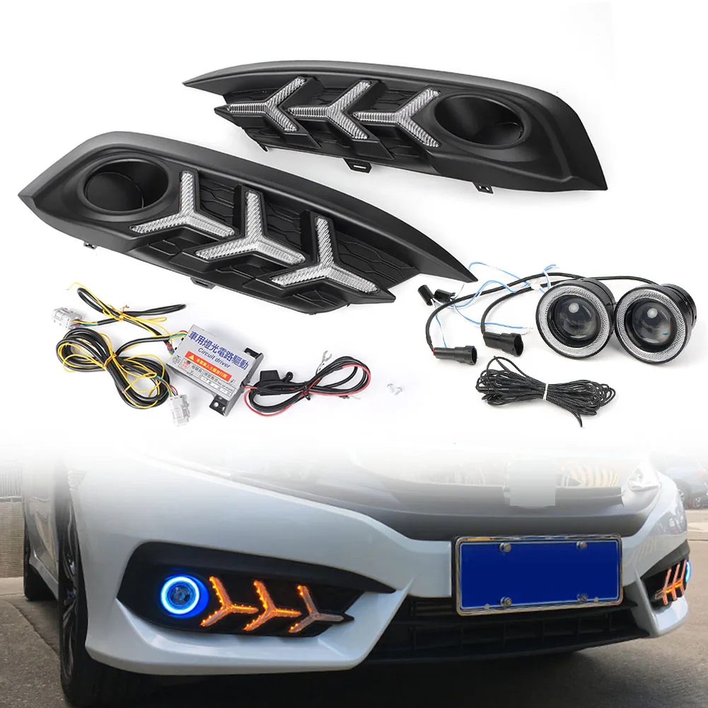 4 шт Автомобильный светодиодный DRL дневные ходовые огни Противотуманные фары + глаза ангела комплект Assemb светодиодный для Honda Civic Седан 2016 2017 2018
4 шт Автомобильный светодиодный DRL дневные ходовые огни Противотуманные фары + глаза ангела комплект Assemb светодиодный для Honda Civic Седан 2016 2017 2018