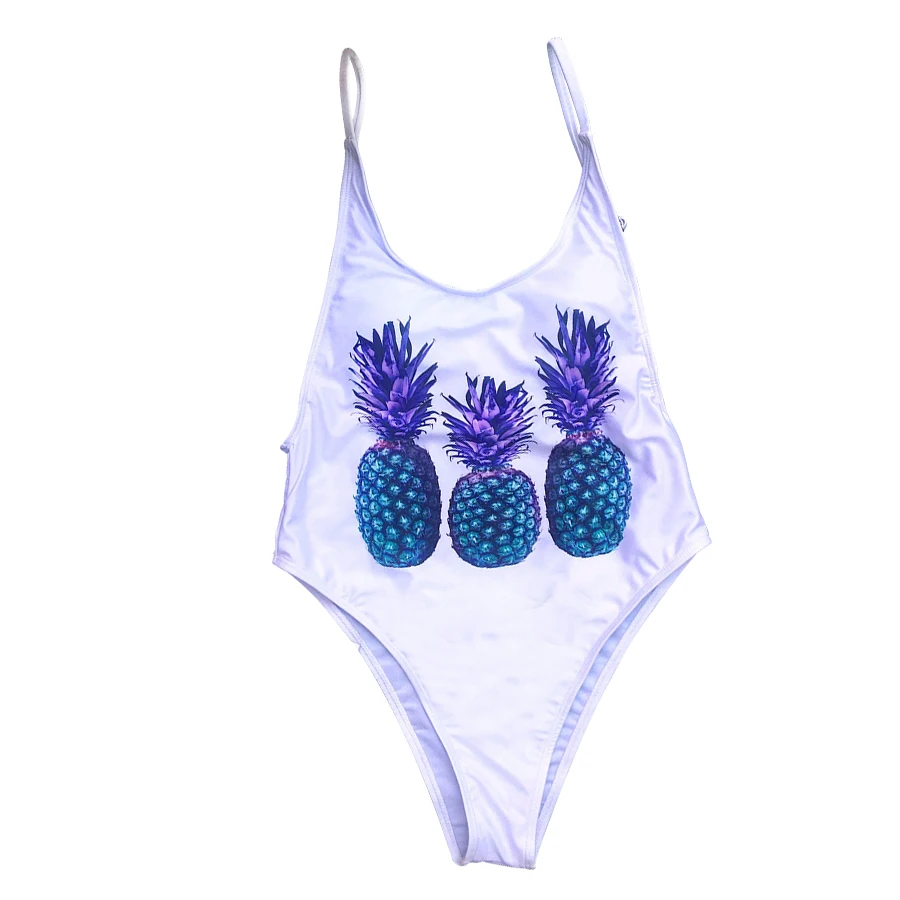 

New Women's Swimming Suit Colorful Pineapple Swimsuit Fused One Piece Swimsuit Backless Swimwear maillot de bain Sexy Monokini