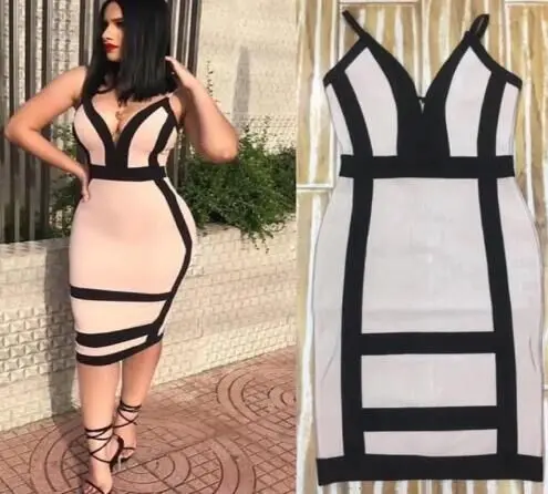 High Quality Vestido Women Beige Black Bandage dress 2019 New V-Neck Sleeveless bodycon Celebrity evening Party dresses
High Quality Vestido Women Beige Black Bandage dress 2019 New V-Neck Sleeveless bodycon Celebrity evening Party dresses