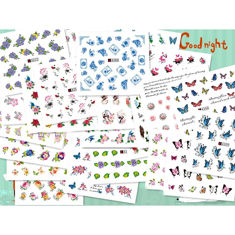 50sheets Beauty Flower Butterfly Designs Water Transfer Nail Art Sticker Decals NEW Flower DIY Tips Nail Decals Mixed Styles
50sheets Beauty Flower Butterfly Designs Water Transfer Nail Art Sticker Decals NEW Flower DIY Tips Nail Decals Mixed Styles
