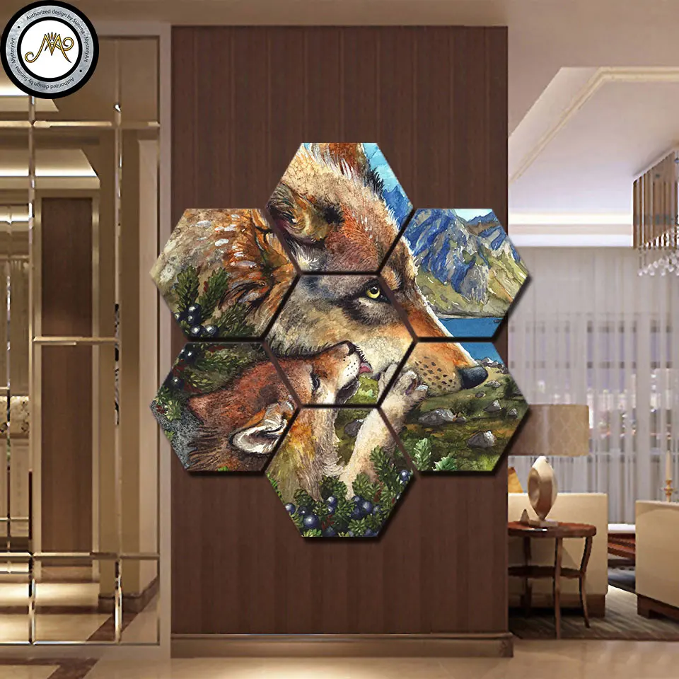 Wolf Cub Mother by Sunima Art Posters and prints 7 Pieces hexagon wall art Canvas art Painting wall picture For Living Room
Wolf Cub Mother by Sunima Art Posters and prints 7 Pieces hexagon wall art Canvas art Painting wall picture For Living Room