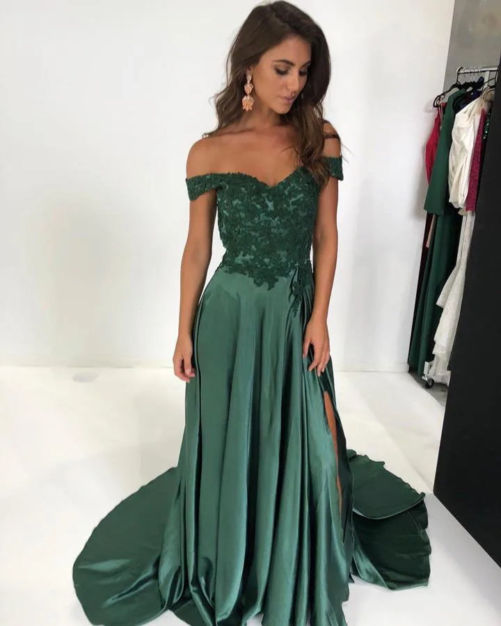 Green Muslim Evening Dresses A-line Off The Shoulder Lace Slit Sexy Islamic Dubai Saudi Arabic Long Elegant Evening Gown
Green Muslim Evening Dresses A-line Off The Shoulder Lace Slit Sexy Islamic Dubai Saudi Arabic Long Elegant Evening Gown