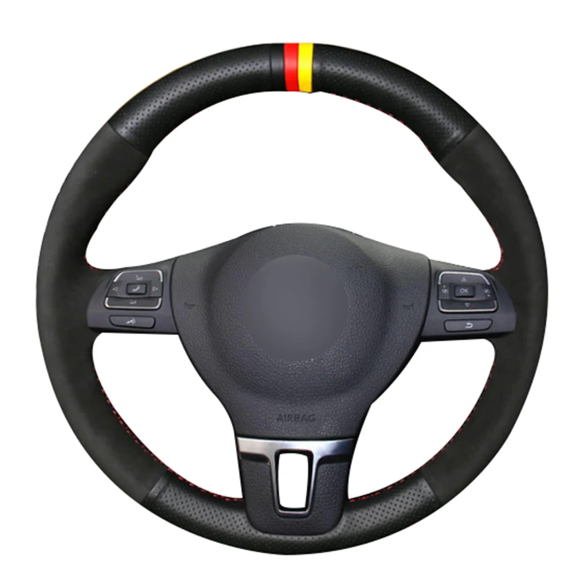 Black Synthetic Leather Black Suede Car Steering Wheel Cover for Volkswagen VW Gol Tiguan Passat B7 Passat CC Touran Jetta Mk6
Black Synthetic Leather Black Suede Car Steering Wheel Cover for Volkswagen VW Gol Tiguan Passat B7 Passat CC Touran Jetta Mk6