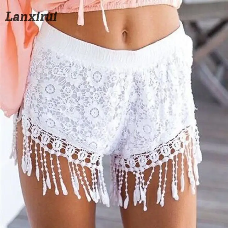 New Sexy Tassel Lace Shorts Floral Crochet Summer Ripped Shorts Women Black White Elastic Waist Casual Shorts Feminin Hot
New Sexy Tassel Lace Shorts Floral Crochet Summer Ripped Shorts Women Black White Elastic Waist Casual Shorts Feminin Hot