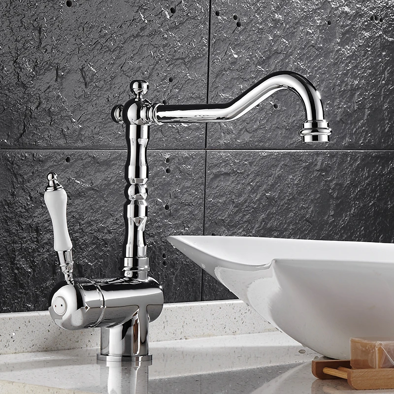 itchen Faucets Single Holder Single Hole Kitchen Sink Faucet Swivel Spout Ceramic Handle Chrome Brass Mixer Water Taps
itchen Faucets Single Holder Single Hole Kitchen Sink Faucet Swivel Spout Ceramic Handle Chrome Brass Mixer Water Taps