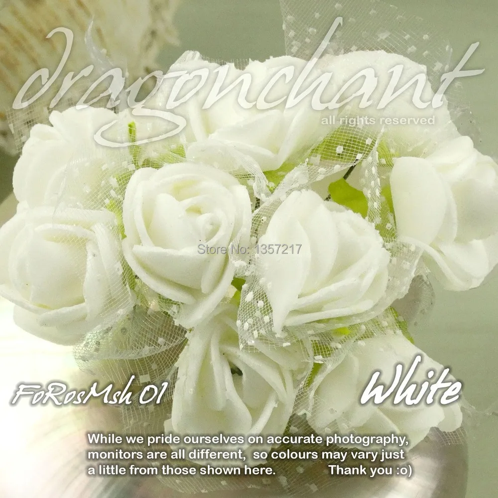 2-2.5cm Head144pcs/lot White Solid Color Artificial Rose Foam Flower Bouquet With Organza For Wedding Decoration
2-2.5cm Head144pcs/lot White Solid Color Artificial Rose Foam Flower Bouquet With Organza For Wedding Decoration