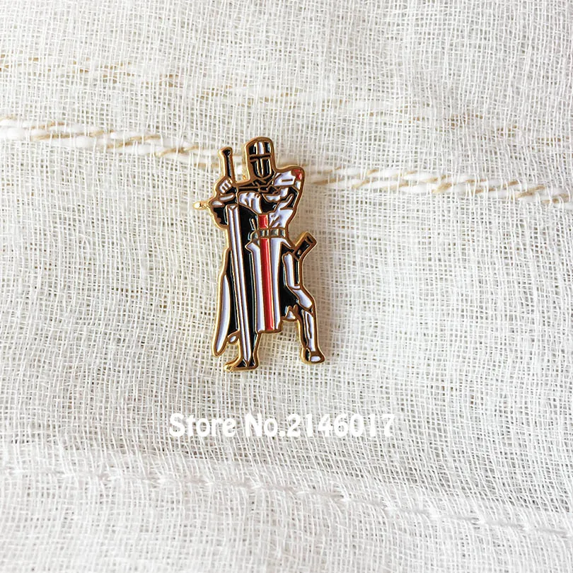 

25mm Masonic Knights Templar Seal Crusaders Solomons Temple Lapel Pin Brooch Guard with Sword Free Masons Pins Badge Metal Craft