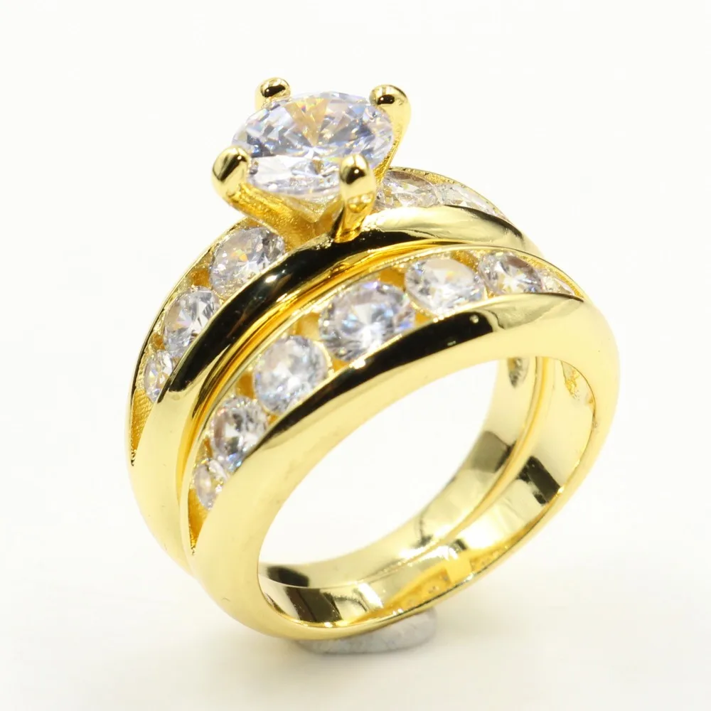 Rulalei Couple Rings Vintage Jewelry 925 Sterling Silver&Gold Fill Round Cut White Clear 5A Cubic Zirconia Wedding Bridal Rings
Rulalei Couple Rings Vintage Jewelry 925 Sterling Silver&Gold Fill Round Cut White Clear 5A Cubic Zirconia Wedding Bridal Rings