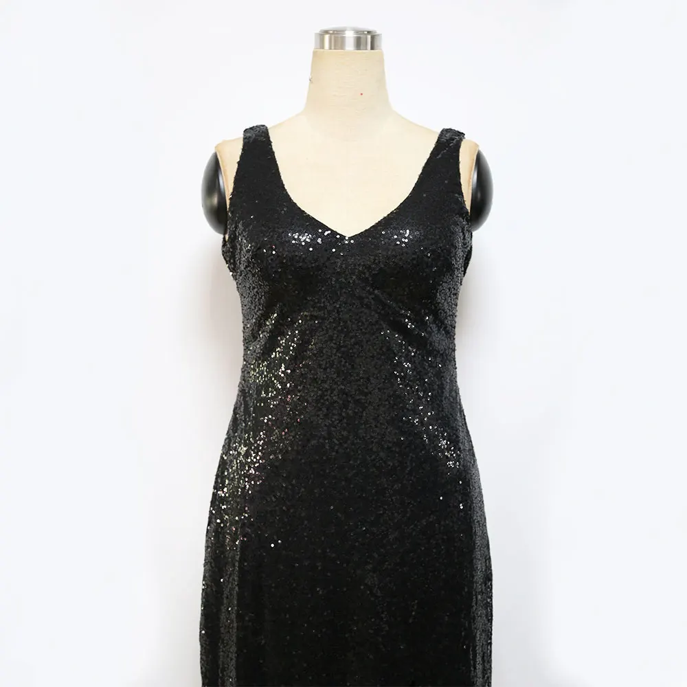 Women Casual dress Before and after V collar Split ends Ankle Length Sequined dress Nightclub Birthday party Sexy dress A1514
Women Casual dress Before and after V collar Split ends Ankle Length Sequined dress Nightclub Birthday party Sexy dress A1514