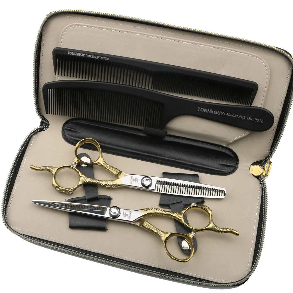 6 inch golden goat design handle hair scissors Japanese barber high quality cutting scissors and thinning scissors set
6 inch golden goat design handle hair scissors Japanese barber high quality cutting scissors and thinning scissors set