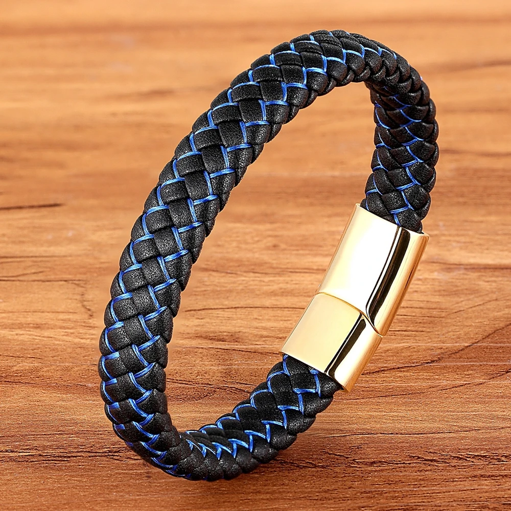 TYO Fashion Special Design Genuine Leather Bracelets & Bangles For Men Blue Stripe Black Color For Marry Christmas Birthday Gift
TYO Fashion Special Design Genuine Leather Bracelets & Bangles For Men Blue Stripe Black Color For Marry Christmas Birthday Gift