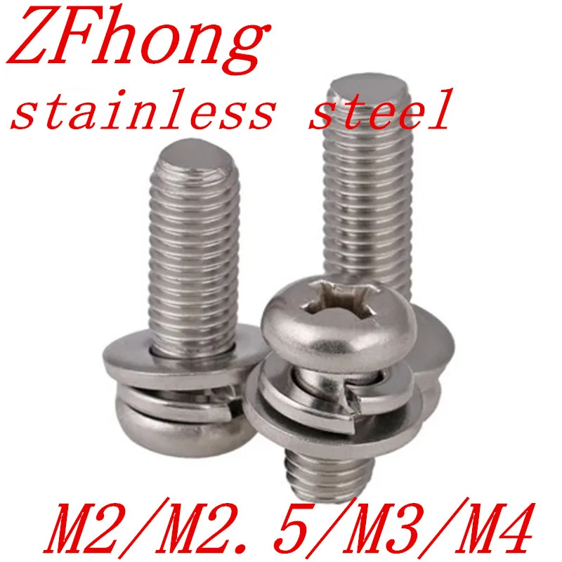 (100pcs/lot) metric thread M2,M2.5,M3,M4 stainless steel Phillips Pan Head Three Combination Screw Three sem screws with washer
(100pcs/lot) metric thread M2,M2.5,M3,M4 stainless steel Phillips Pan Head Three Combination Screw Three sem screws with washer