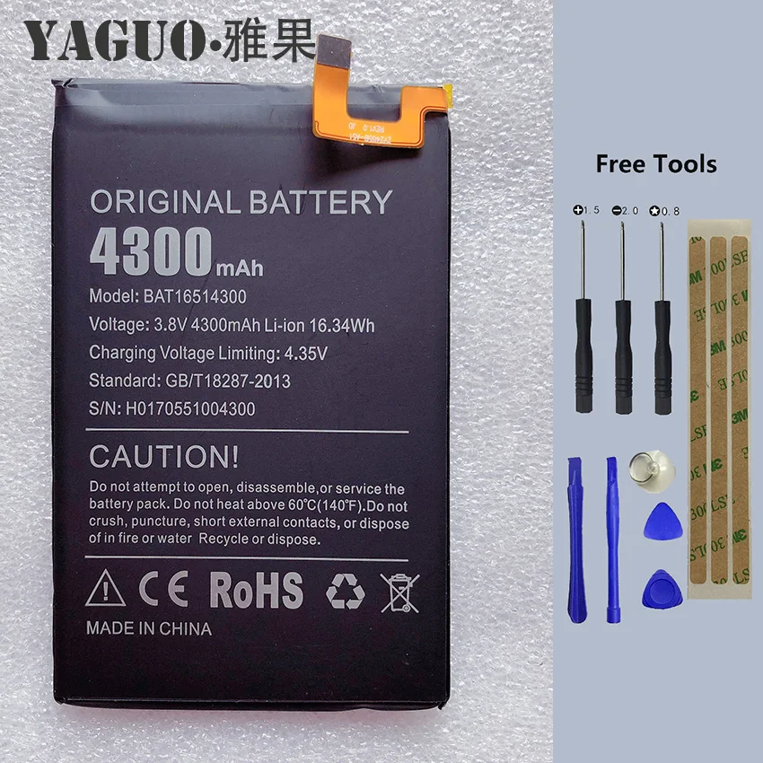 100% New Original Doogee Y6 Max BAT16514300 Battery Replacement 4300mAh Smart Phone Parts Bateria Batterie Baterij + Free Tools
100% New Original Doogee Y6 Max BAT16514300 Battery Replacement 4300mAh Smart Phone Parts Bateria Batterie Baterij + Free Tools