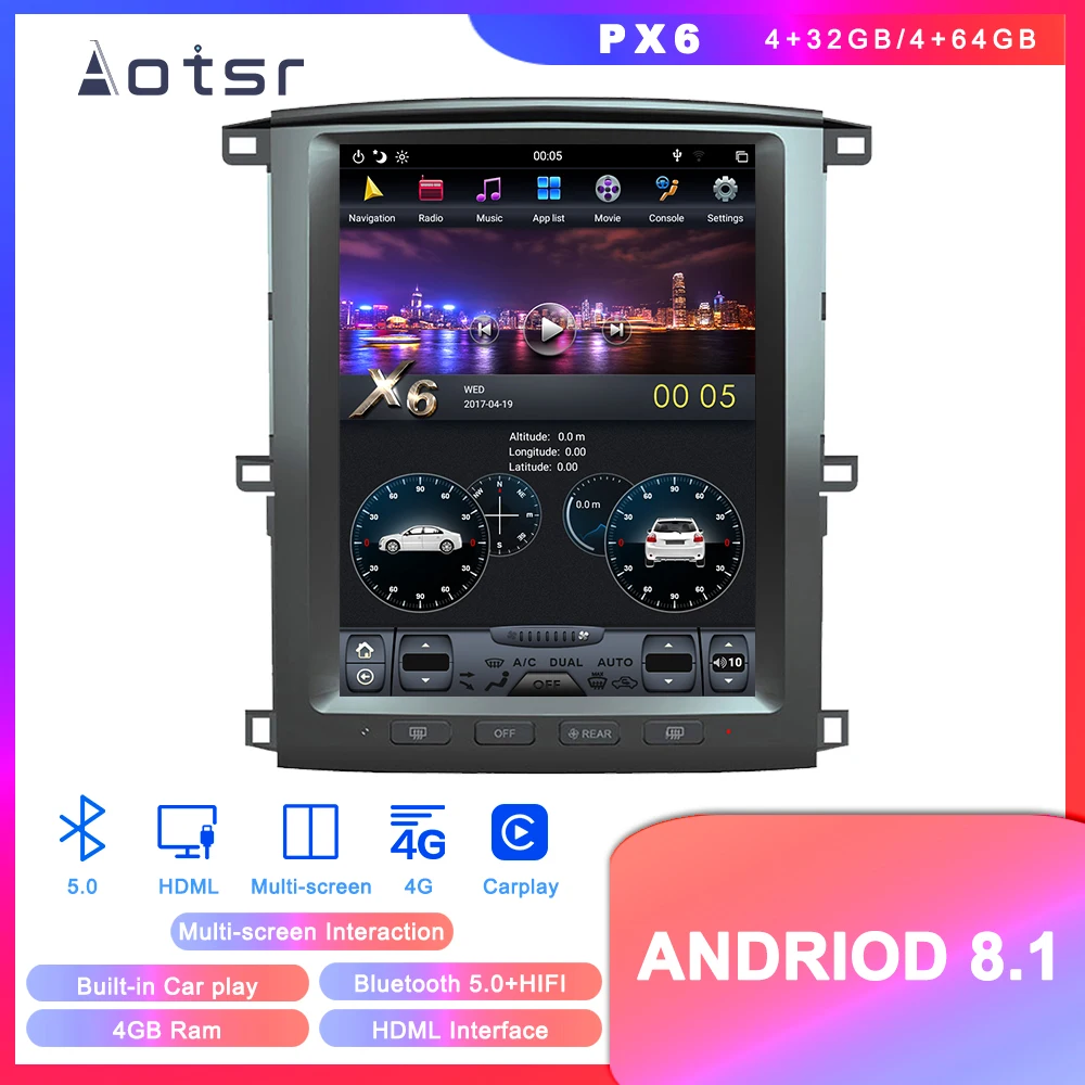 Автомобильный DVD-плеер в стиле Tesla, Android 8,1, с GPS-навигацией, для Toyota Land Cruiser LC100 2003-07, автомобильное радио, стерео, мультимедийный плеер
Автомобильный DVD-плеер в стиле Tesla, Android 8,1, с GPS-навигацией, для Toyota Land Cruiser LC100 2003-07, автомобильное радио, стерео, мультимедийный плеер
