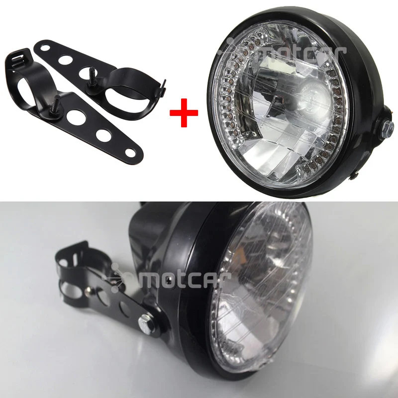 Motorcycle Halogen Halo Headlight Amber LED Turn Signal H4 35W Lamp+Headlight Bracket Fits For Harley Choppers Curisers Custom
Motorcycle Halogen Halo Headlight Amber LED Turn Signal H4 35W Lamp+Headlight Bracket Fits For Harley Choppers Curisers Custom