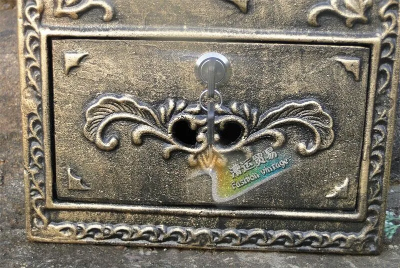 Hot Sale Cast Iron Flower Mailbox Embossed Trim Decor Bronze Look Home Garden Decorative Wall Metal Mail Post Box Outdoor | Дом и сад