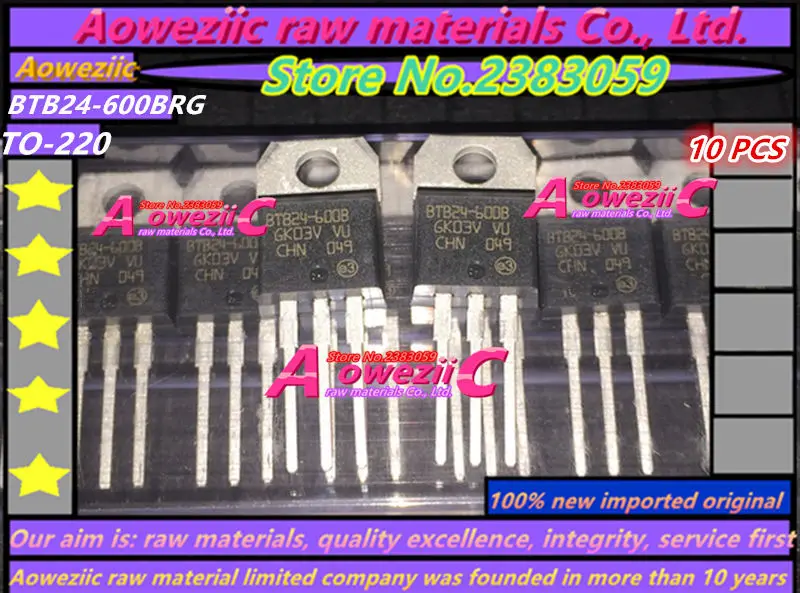 

Aoweziic 100% new imported original BTB24 BTB24-600BRG BTB24-600B BTB24-600BWRG BTB24-600BW TO-220 triac 25A/600V