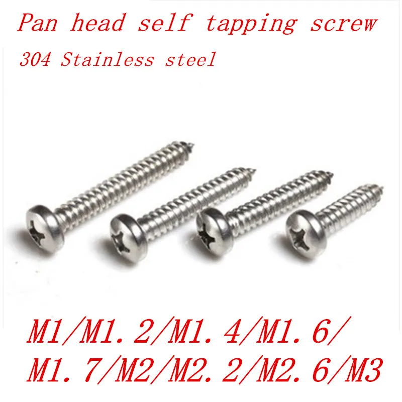 100PCS Stainless steel pan head tapping screw M1 m1.2 m1.4 m1.7 m2 m2.3 M2.6 m3 electronic screw phillips tapping screw
100PCS Stainless steel pan head tapping screw M1 m1.2 m1.4 m1.7 m2 m2.3 M2.6 m3 electronic screw phillips tapping screw