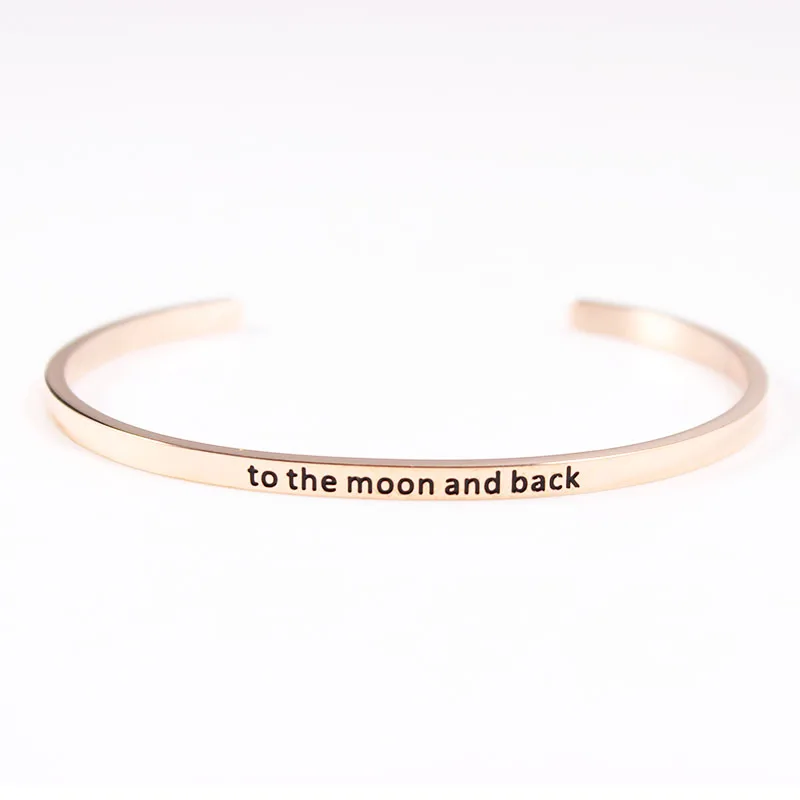 Stainless Steel Engraved Letter "to the moon and back" Bangle Positive Inspirational Mantra Bracelets & Bangles For Girl Gift
Stainless Steel Engraved Letter "to the moon and back" Bangle Positive Inspirational Mantra Bracelets & Bangles For Girl Gift