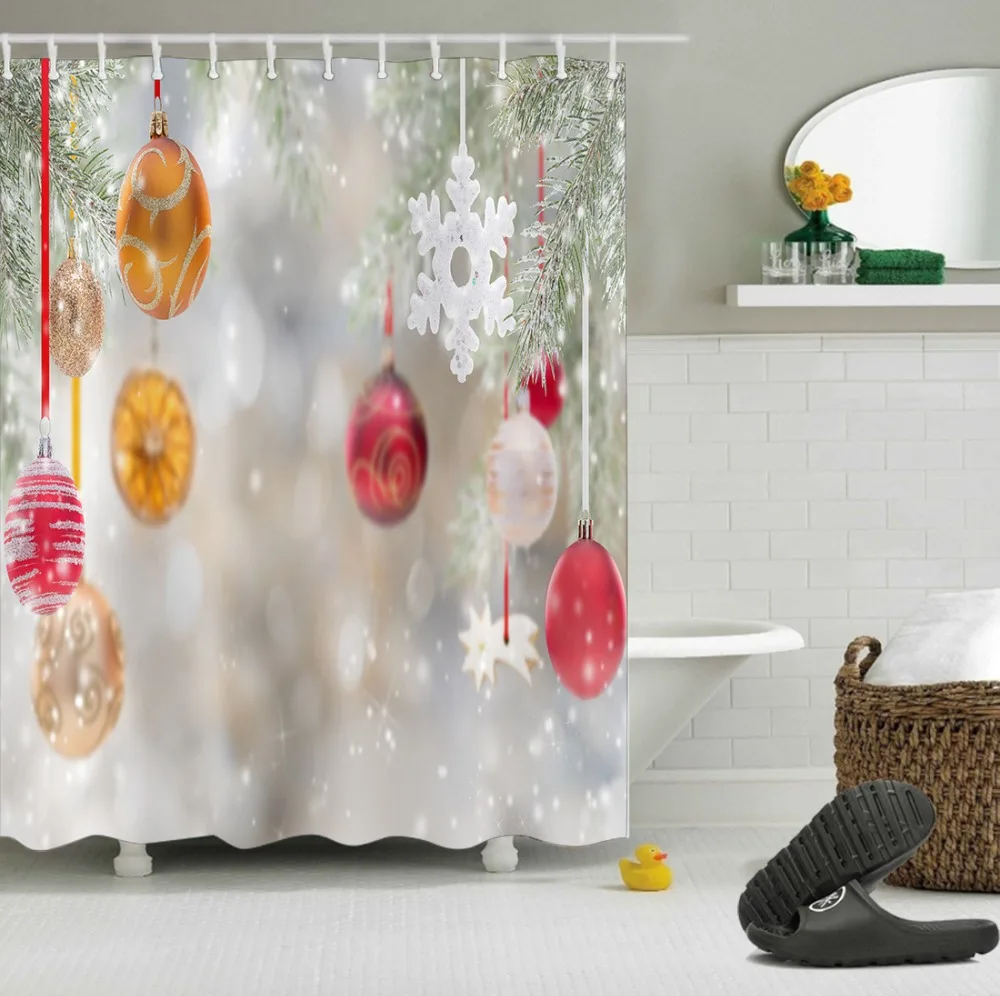72'' Hanging Ball And Snowflake Christmas Theme Bathroom Waterproof Polyester Shower Curtain Liner 12 Hooks Bath Accessory Sets
72'' Hanging Ball And Snowflake Christmas Theme Bathroom Waterproof Polyester Shower Curtain Liner 12 Hooks Bath Accessory Sets