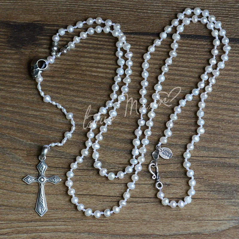 Lotus mann pure silver freshwater pearl cross long necklace design rosary necklace
Lotus mann pure silver freshwater pearl cross long necklace design rosary necklace