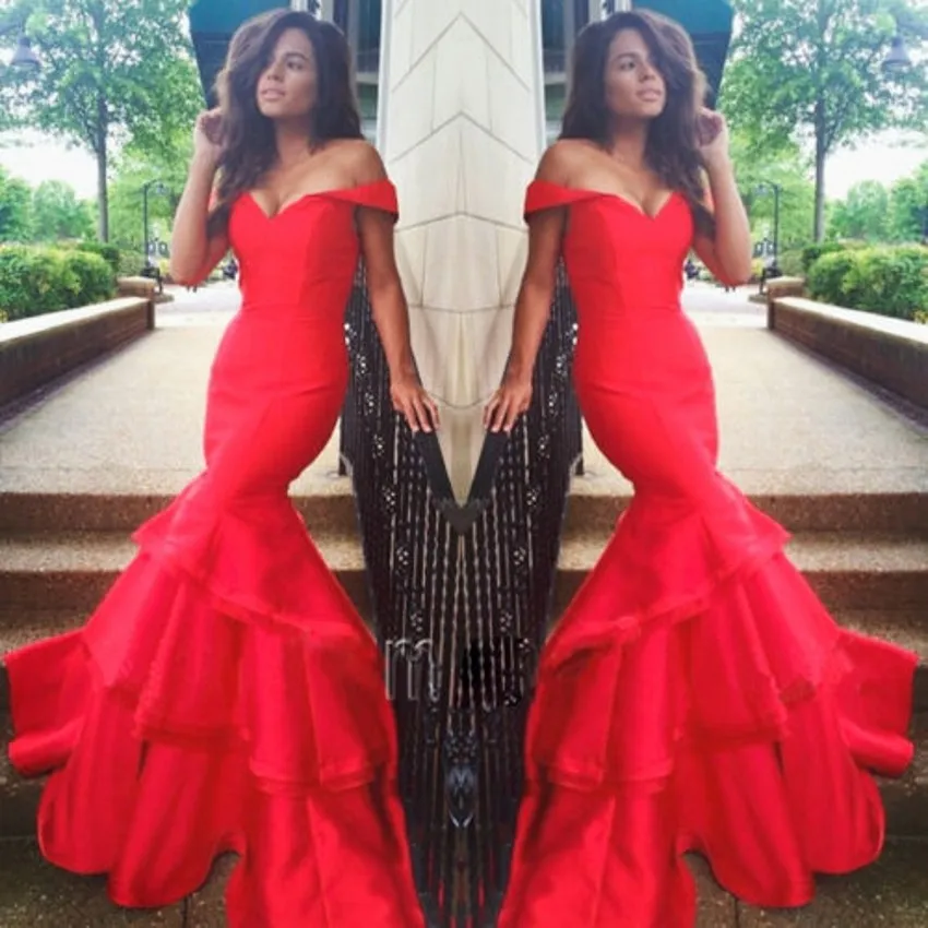 Sexy Off The Shoulder Prom Party Dress Sleeveless V-Neck Sweep Train Evening Dress Tiered Mermaid Satin Vestido De Festa KL402
Sexy Off The Shoulder Prom Party Dress Sleeveless V-Neck Sweep Train Evening Dress Tiered Mermaid Satin Vestido De Festa KL402