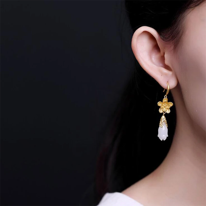 2019 Fashion White jade Lotus Dangle women's earring 100% Real Pure 925 Sterling Silver Drop wedding Earrings fine Jewelry E8
2019 Fashion White jade Lotus Dangle women's earring 100% Real Pure 925 Sterling Silver Drop wedding Earrings fine Jewelry E8
