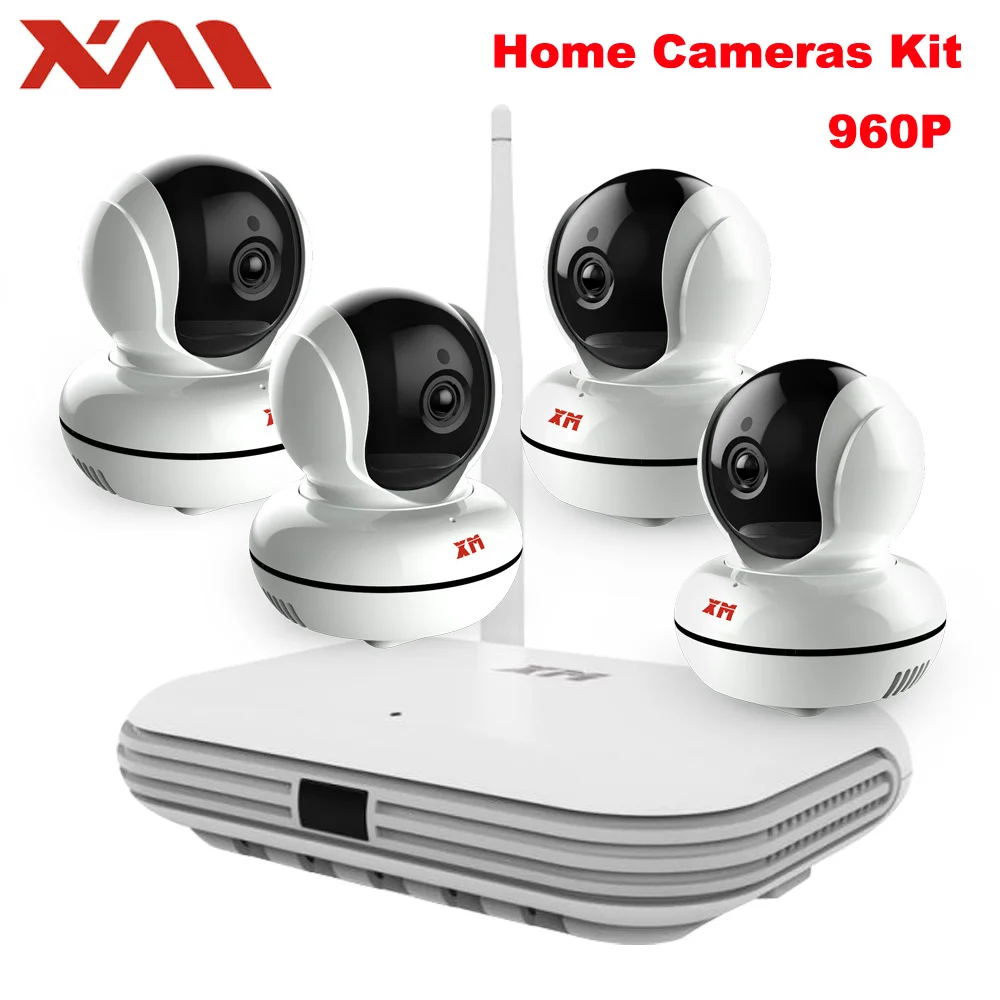 XM 4CH Беспроводная система видеонаблюдения 960P HD NVR IR Ночная IP камера Wi Fi комплекты