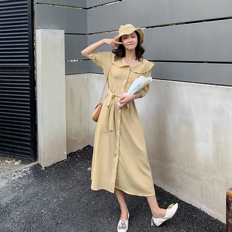 New Summer Women Long Dress Solid Peter Pan Collar A-Line Short Dress Mid-Calf Fashion Female Sweet Dress
New Summer Women Long Dress Solid Peter Pan Collar A-Line Short Dress Mid-Calf Fashion Female Sweet Dress