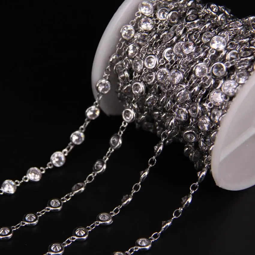 6mm,Faceted Flat Round bead Zircon Rosary Chain,White Cubic Zircon Metal Silver Chain,CZ Bracelet Earrings Necklace Jewelry
6mm,Faceted Flat Round bead Zircon Rosary Chain,White Cubic Zircon Metal Silver Chain,CZ Bracelet Earrings Necklace Jewelry