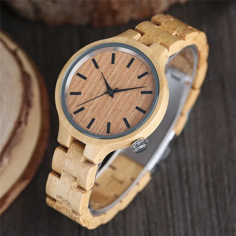 Elegant Full Wooden Bamboo Hand-made Case Band Ladies Quartz Wristwatch Scale Design Dial Simple Fashion Women Watches Gift
Elegant Full Wooden Bamboo Hand-made Case Band Ladies Quartz Wristwatch Scale Design Dial Simple Fashion Women Watches Gift