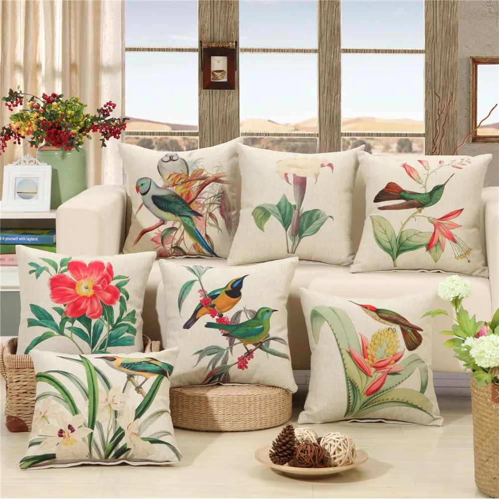 45x45cm Pillow Cover Flower Birds Spring Printed Cushion Cover Cotton Linen Home Sofa Seat Decorative Throw Pillowcase
45x45cm Pillow Cover Flower Birds Spring Printed Cushion Cover Cotton Linen Home Sofa Seat Decorative Throw Pillowcase