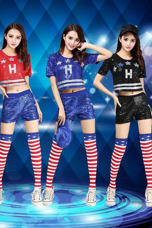 New jazz dance costume adult DS cheerleading costume female modern dance practice clothes hip-hop sequins clothes top and pants
New jazz dance costume adult DS cheerleading costume female modern dance practice clothes hip-hop sequins clothes top and pants