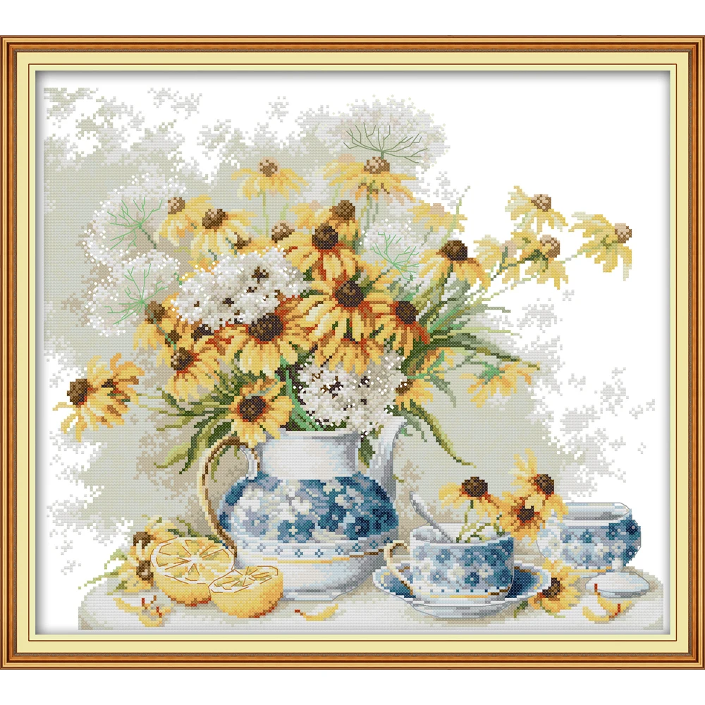Daisies And Blue And White Porcelain Ecological Cotton Chinese Cross Stitch Kits 14 11CT Printed DIY Wedding Decoration For Home
Daisies And Blue And White Porcelain Ecological Cotton Chinese Cross Stitch Kits 14 11CT Printed DIY Wedding Decoration For Home