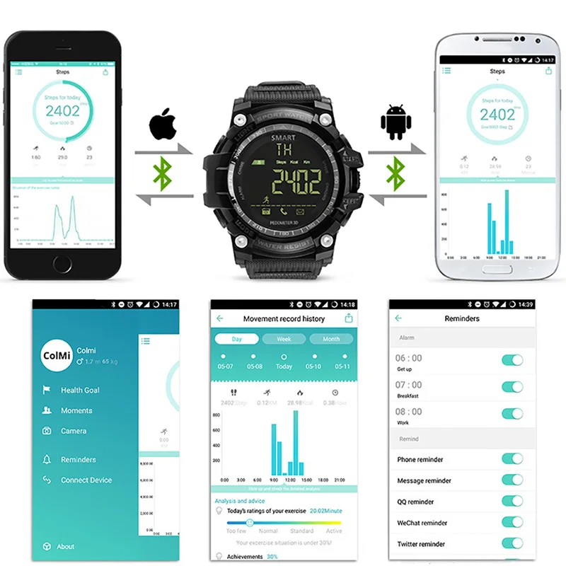 OGEDA Men Smart Watch Waterproof IP68 Swimming Ultra-long Standby Outdoor Bluetooth 4.0 Sport Smartwatch For IOS Android Phone | Наручные