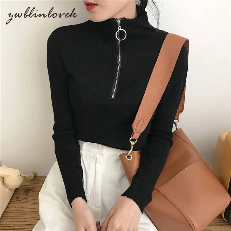 Women Spring Turtleneck Pullover Tops T-Shirt Long Sleeve Zip Women Knitted Top Pull Slim Casual Tees Femme Blusas 2C0077
Women Spring Turtleneck Pullover Tops T-Shirt Long Sleeve Zip Women Knitted Top Pull Slim Casual Tees Femme Blusas 2C0077