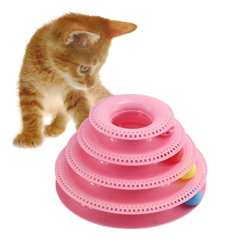 Трехуровневая игрушка для домашних животных кошек башня треки диск развлечения
