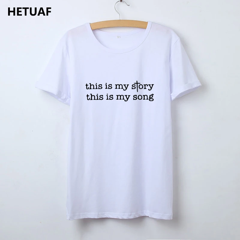 HETUAF модная футболка Женские топы это моя история моя песня футболка Femme хлопок Tumblr в стиле «панк-рок» Camisetas Mujer, Прямая поставка
HETUAF модная футболка Женские топы это моя история моя песня футболка Femme хлопок Tumblr в стиле «панк-рок» Camisetas Mujer, Прямая поставка