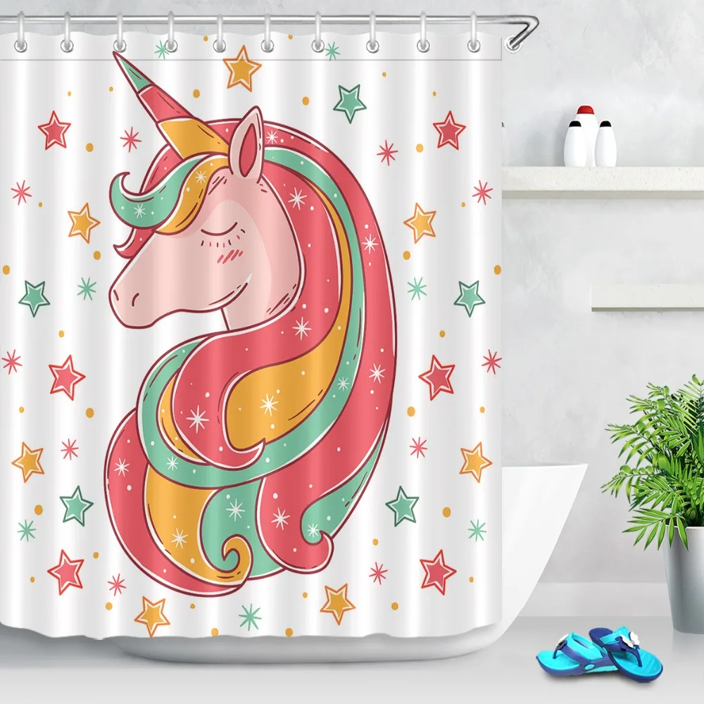 LB Cute Funny Unicorn And Stars White Waterproof Shower Curtains Bathroom Curtain Cartoon Fantasy Fabric for Kids Bathtub Decor
LB Cute Funny Unicorn And Stars White Waterproof Shower Curtains Bathroom Curtain Cartoon Fantasy Fabric for Kids Bathtub Decor