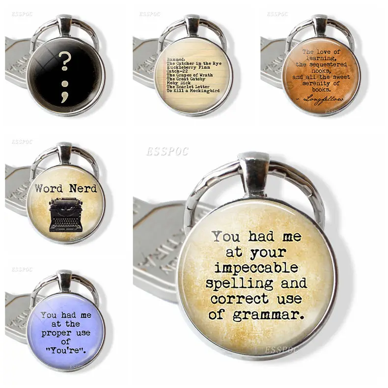 Teacher Gift,You Had Me At Your Impeccable Spelling and Correct Use of Grammar Quote Key Chain Glass Silver Plated Car Key Chain
Teacher Gift,You Had Me At Your Impeccable Spelling and Correct Use of Grammar Quote Key Chain Glass Silver Plated Car Key Chain
