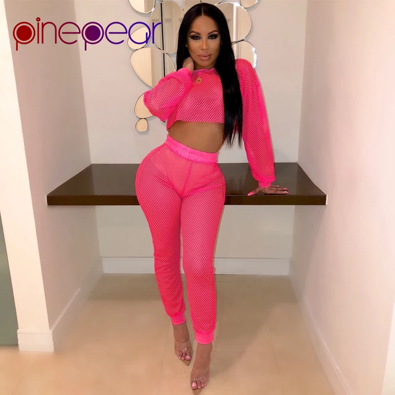 PinePear Fishnet Long Sleeve Crop Top and Pants Two Piece Set Sexy Club Wear 2020 Women Hollow Out Matching Sets Drop Shipping
PinePear Fishnet Long Sleeve Crop Top and Pants Two Piece Set Sexy Club Wear 2020 Women Hollow Out Matching Sets Drop Shipping