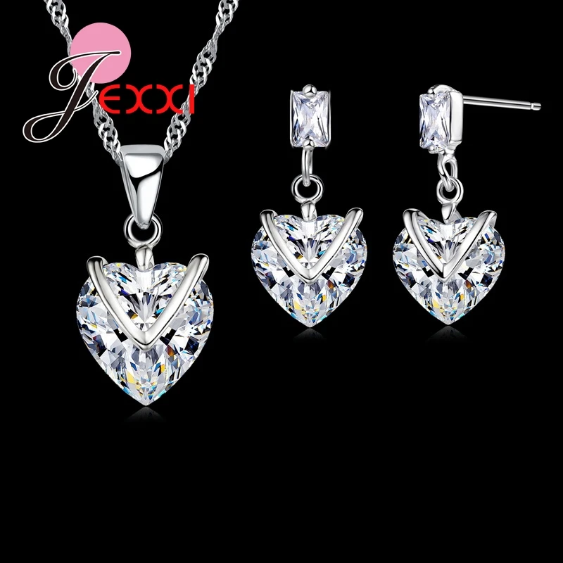New Arrival 925 Sterling Silver Heart Shape Jewelry Sets Heart Necklace Earrings for Women Wedding Accessories
New Arrival 925 Sterling Silver Heart Shape Jewelry Sets Heart Necklace Earrings for Women Wedding Accessories